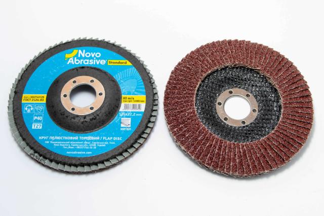 Фото Круг зачисний пелюстковий 125* 40 плаский Novo Abrasive