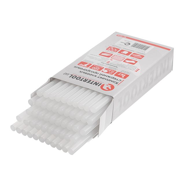 Фото Комплект клейових стрижнів 11,2*200 (1кг) прозорих INTERTOOL RT-1015